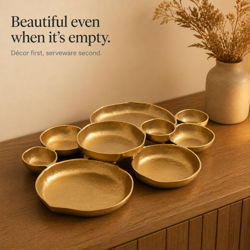 Clusterware – Nine-Bowl Clustered Metal Serving Tray
