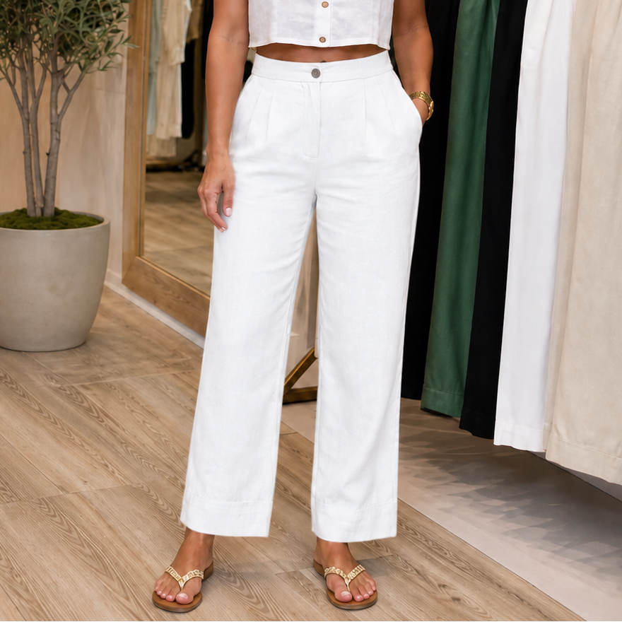 Trueline – Cotton-Linen Wide Leg Trousers