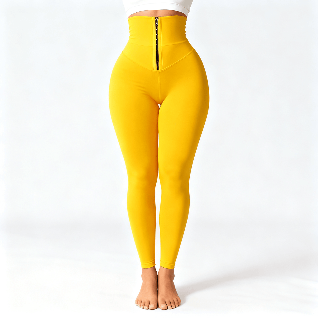 Cinchley – Women's High-Waist Corset Leggings Yellow
