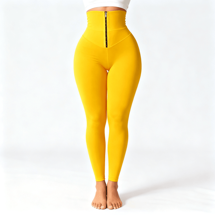 Cinchley – Women's High-Waist Corset Leggings Yellow