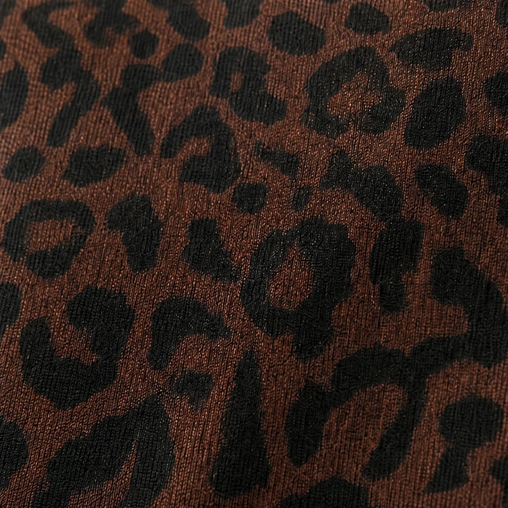 Vespera – Leopard Print Sheer V-Neck Top