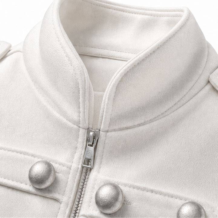 Mayfair – Military-Style Stand-Collar Button-Front Jacket