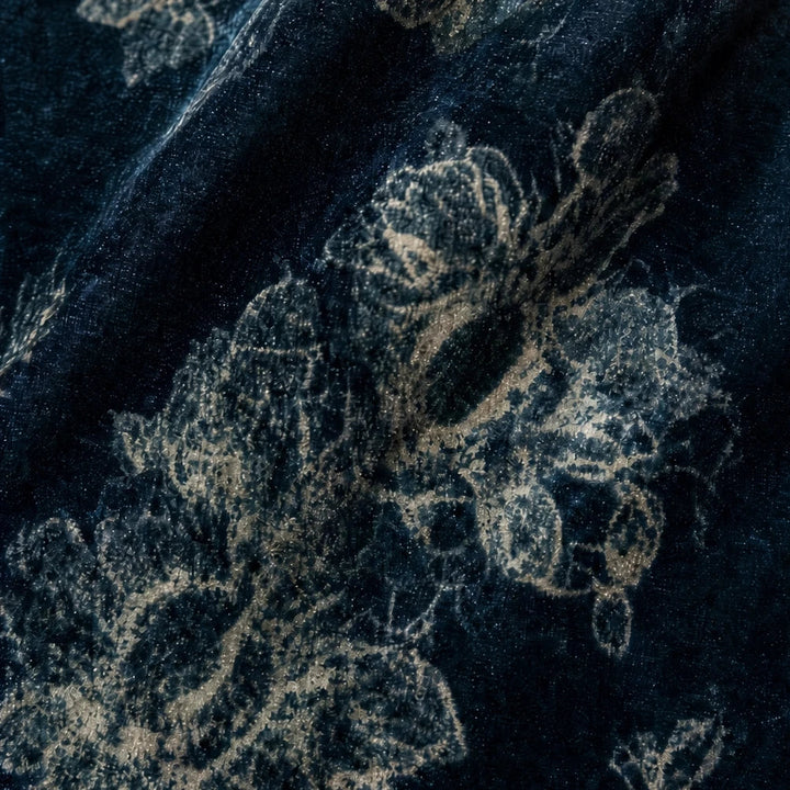 Velvette – Floral Velvet-Look Lace-Trim Bell-Sleeve Blouse