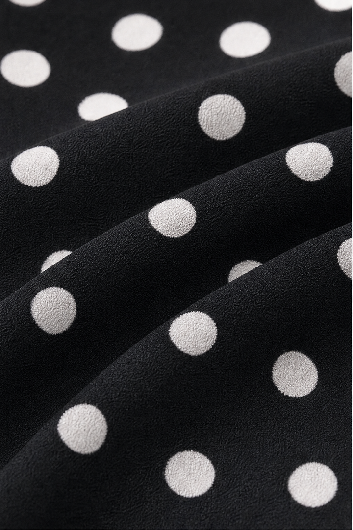 Wearbella – Polka Dot Lapel Long Sleeve Blouse