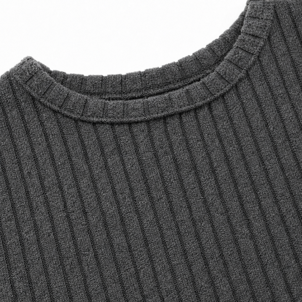Ribwell – High-Waist Ribbed Knit A-Line Midi Dress