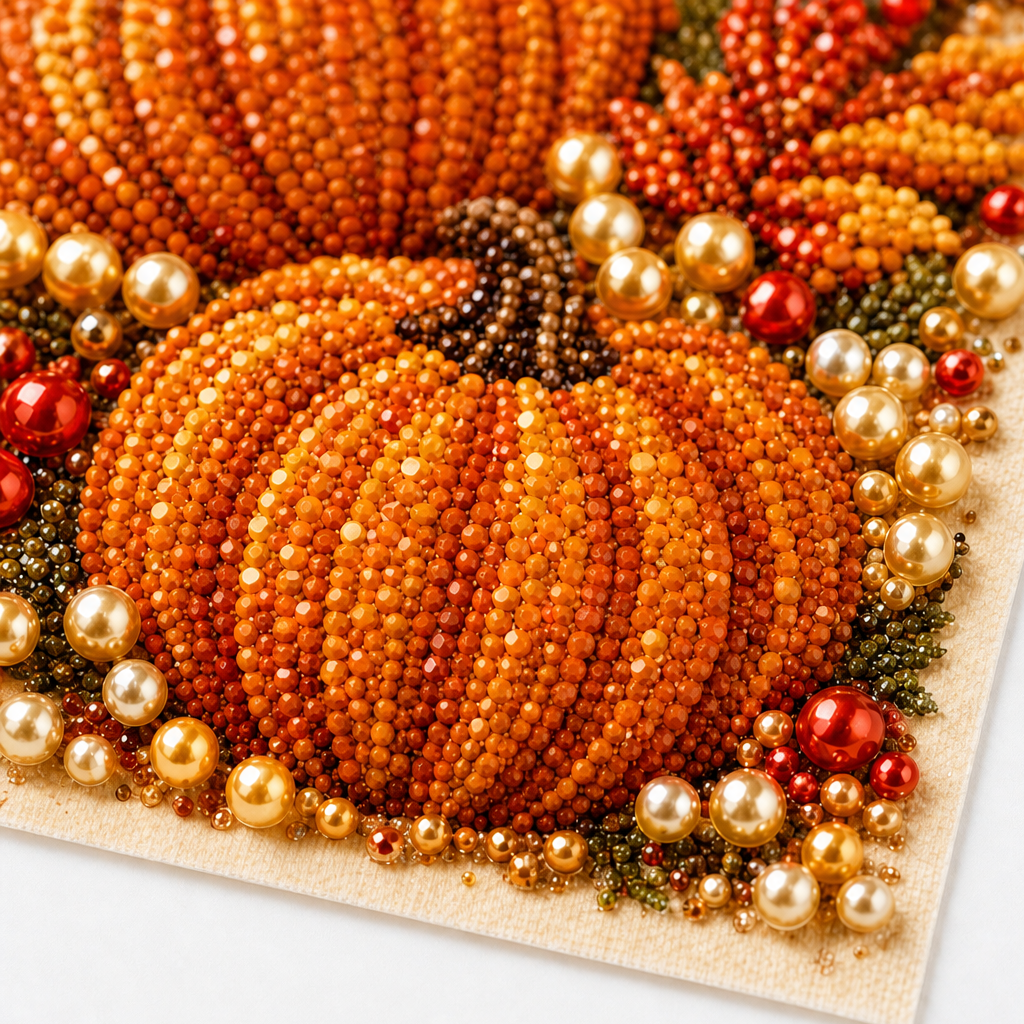 Duskbead – Pearl-Look Bead Pumpkin & Squirrel Diamond Art Kit