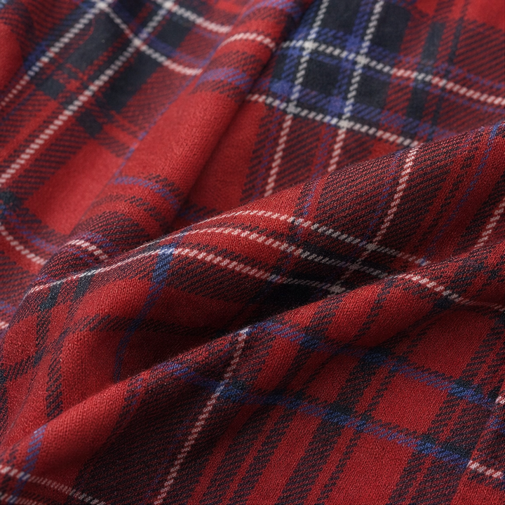 Plaidelle – Cowl-Neck Plaid Stretch Top