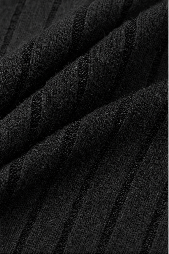 Mavenly – Ribbed V-Neck Button-Cuff Sweater