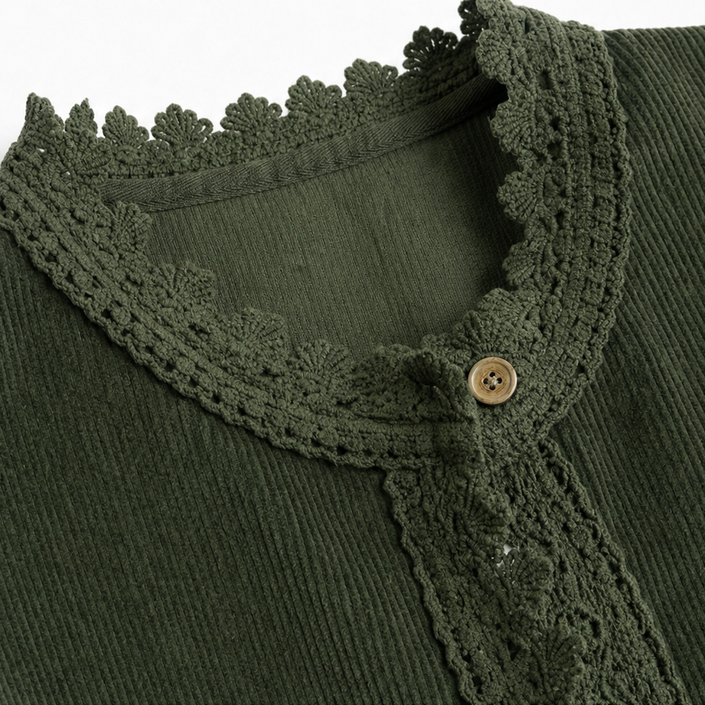 Roselane – Scalloped Lace Fine-Rib Corduroy-Look Jacket