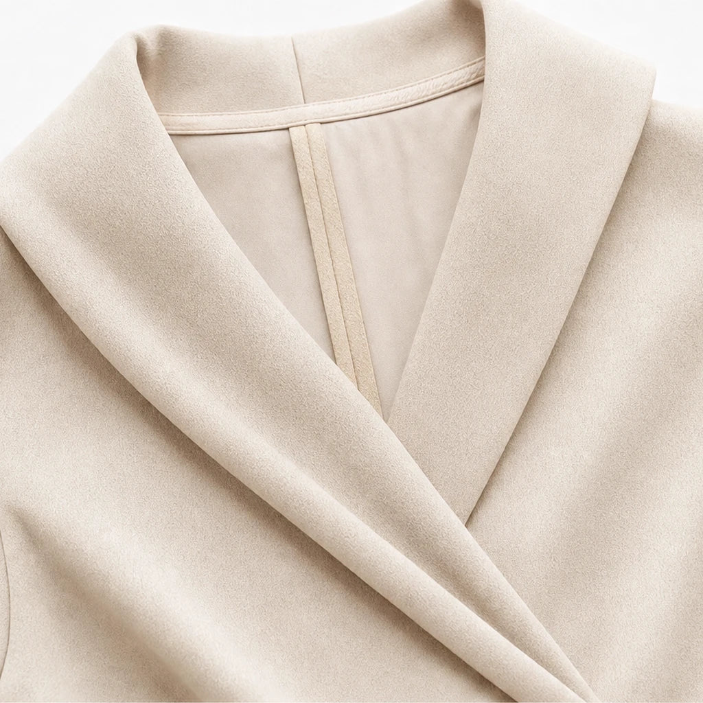 Veloura – Draped-Collar Waist-Tapered Pencil Dress – Clarendale