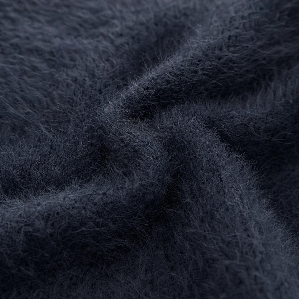 Cozyline – Fuzzy Contrast-Trim Half-Zip Sweater