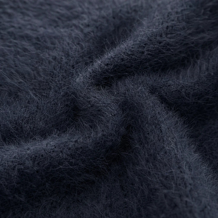 Cozyline – Fuzzy Contrast-Trim Half-Zip Sweater