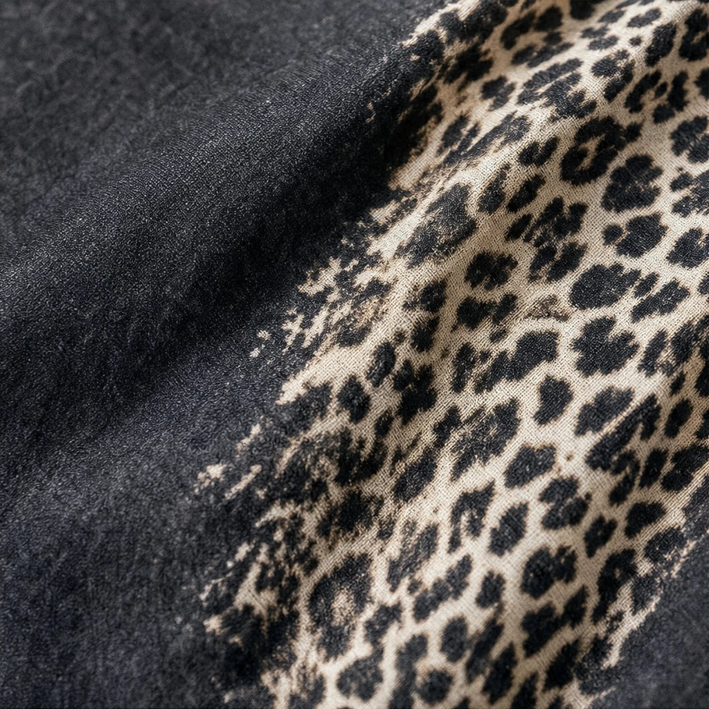 Leopard Swing – Leopard Print Fringe Hem Sweater Dress