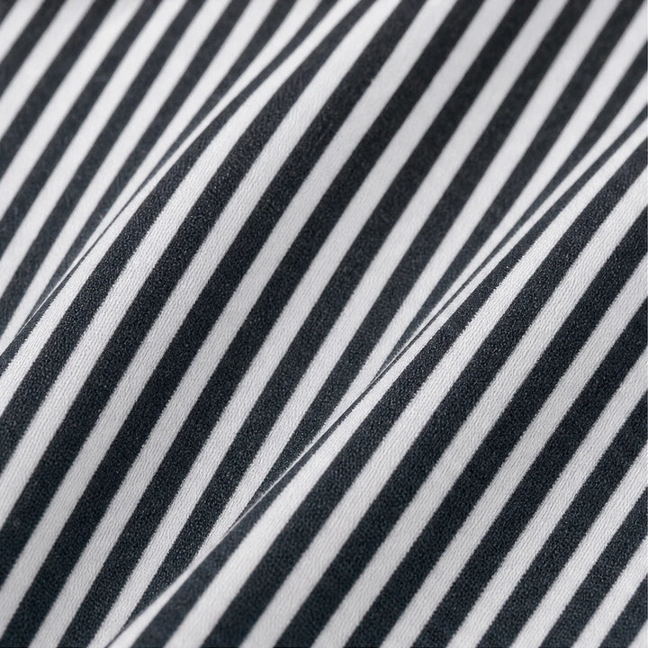 Overa – Black And White Striped Tie-Neck Blouse