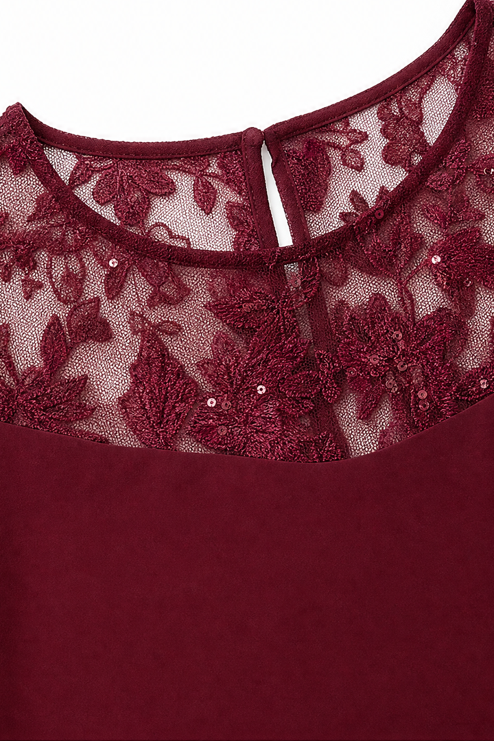 Wearbella – Tiered Lace Yoke High-Waist Midi Dress