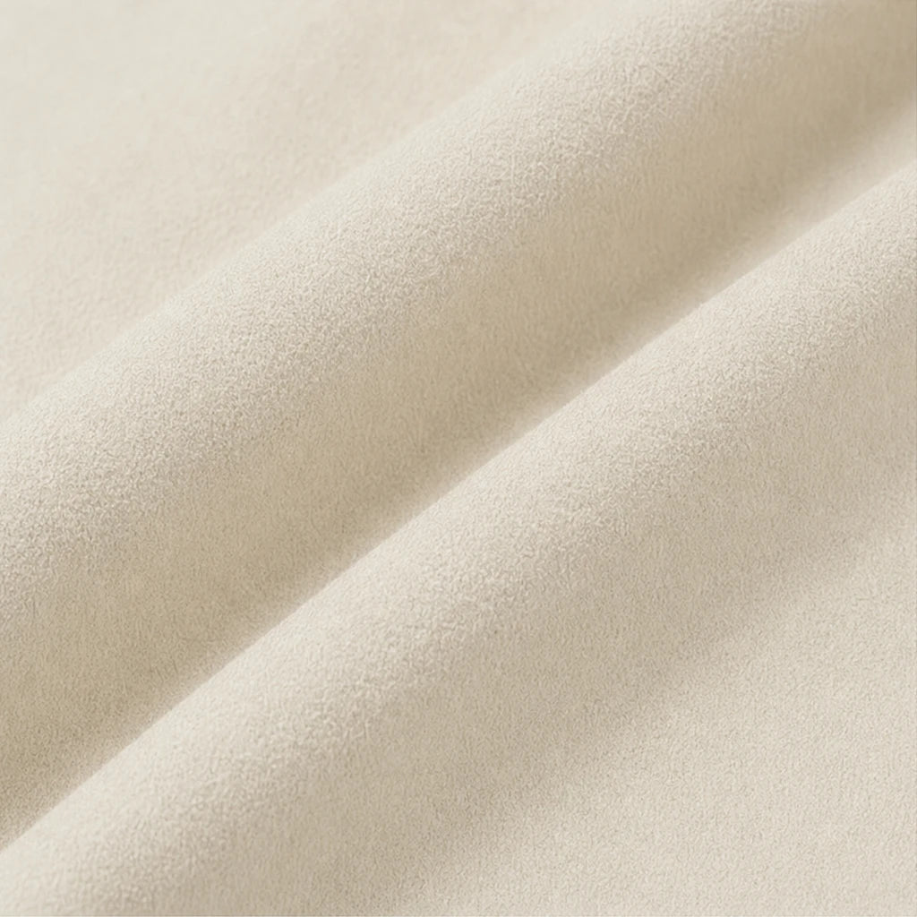 Veloura – Gold-Button Suede-Look Stretch Blouse