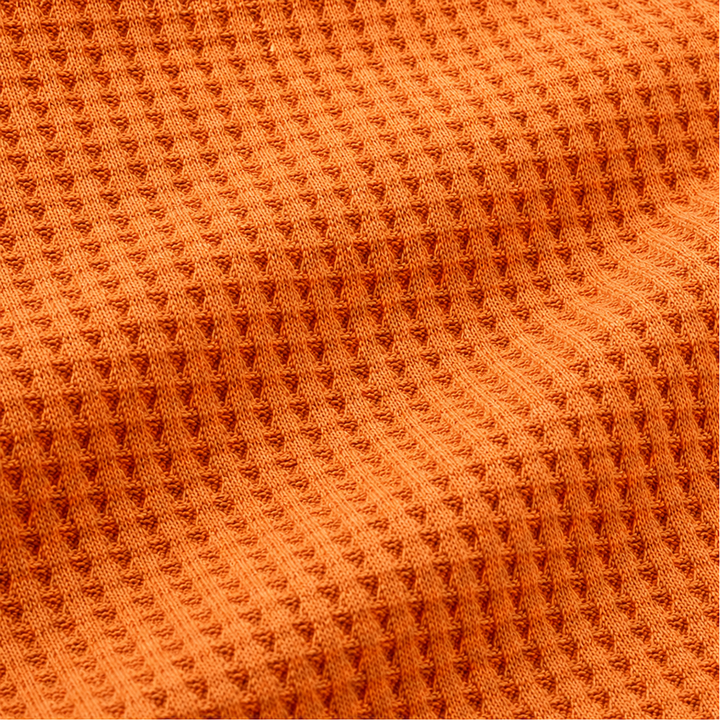 Waffelou – Collared V-Neck Waffle-Knit Oversized Top