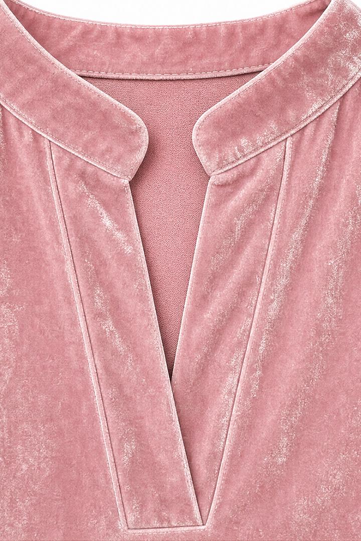 Decis – Draped V-Neck Velvet-look Top
