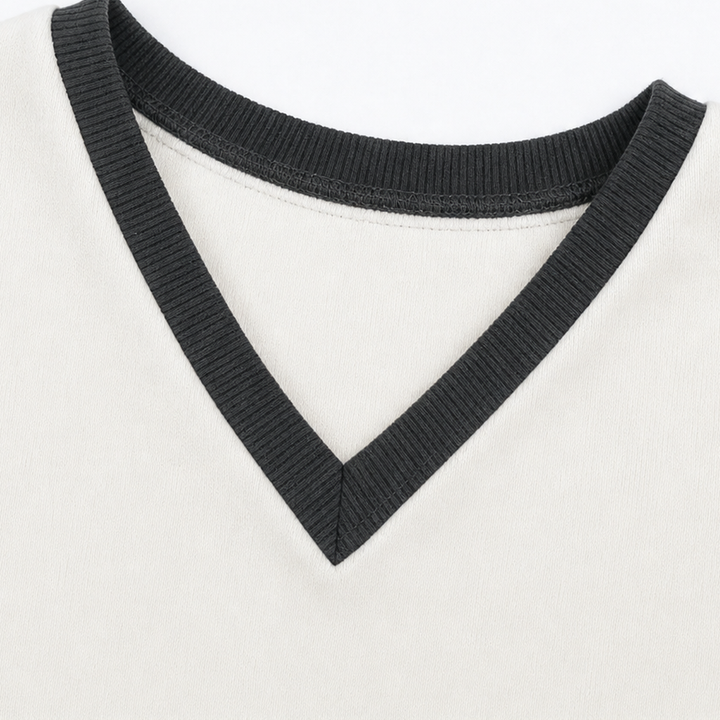 Velaform – Ribbed V-Neck Long-Sleeve Top And Skirt Set