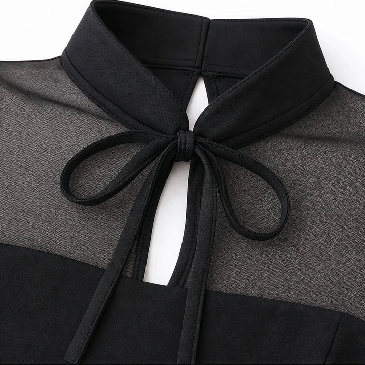 Veloura – Corset-Like Mesh Peplum Blouse