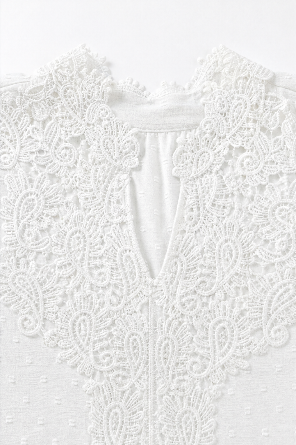 Lunavere – V-Neck Lace-Look Sleeve Long Sleeve Blouse
