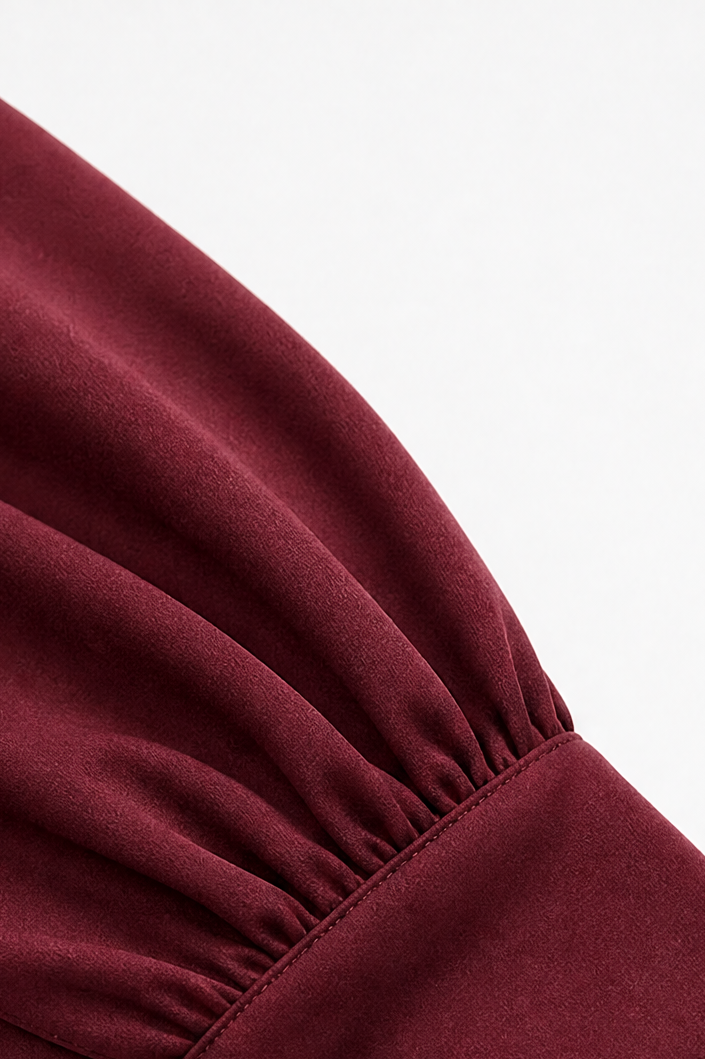 Wearbella – Bishop Sleeve Mock Neck Top And Wide-Leg Pants Set