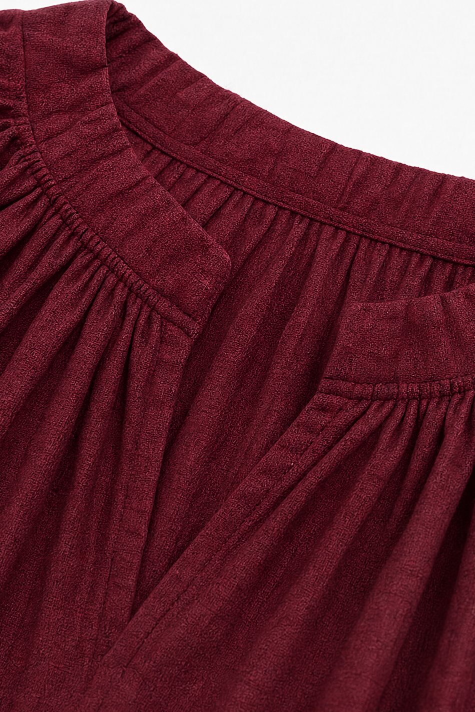 Amselle – Ruched Collar Blouse And Wide Leg Pants Set