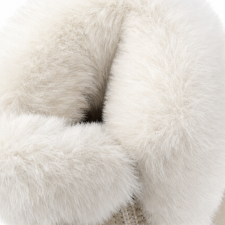 Veluna – Plush Fur-Cuff Chunky Ankle Boots