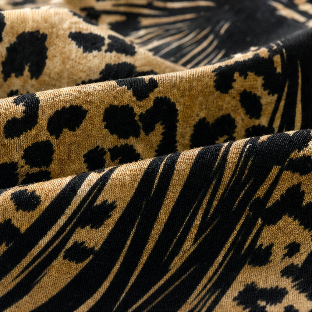 Marabella – Color-Block Leopard Print A-Line Dress