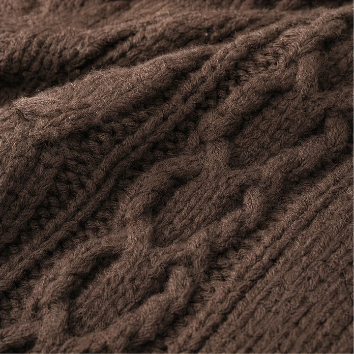 Layerella – Cable-Knit Mock-Layer V-Neck Sweater