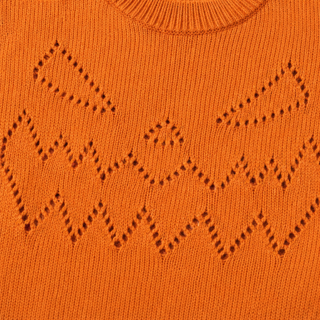 Hearthcott – Pumpkin Openwork Knit Sweater