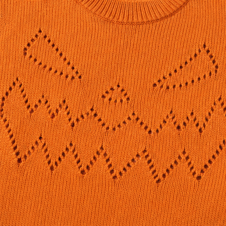 Hearthcott – Pumpkin Openwork Knit Sweater