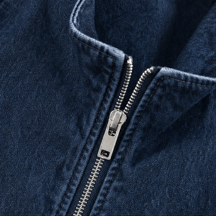 Half-Zip Haven – Washed Denim Half-Zip Pullover