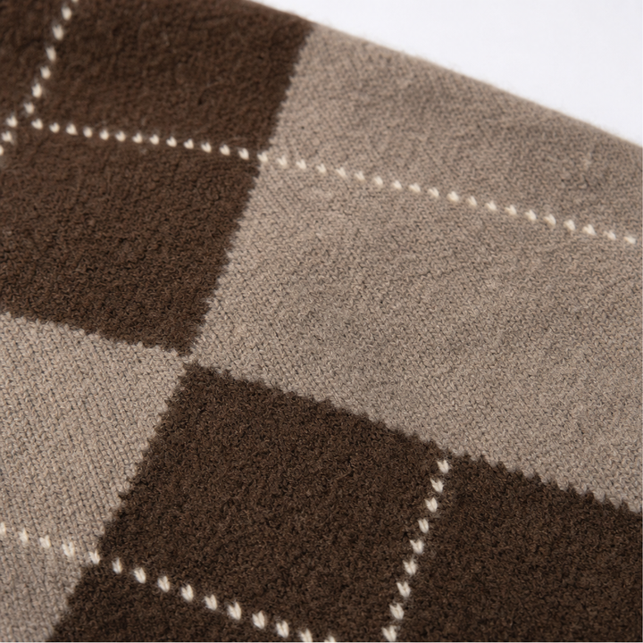 Wovelle – Argyle Knit Sweater And Skirt Set