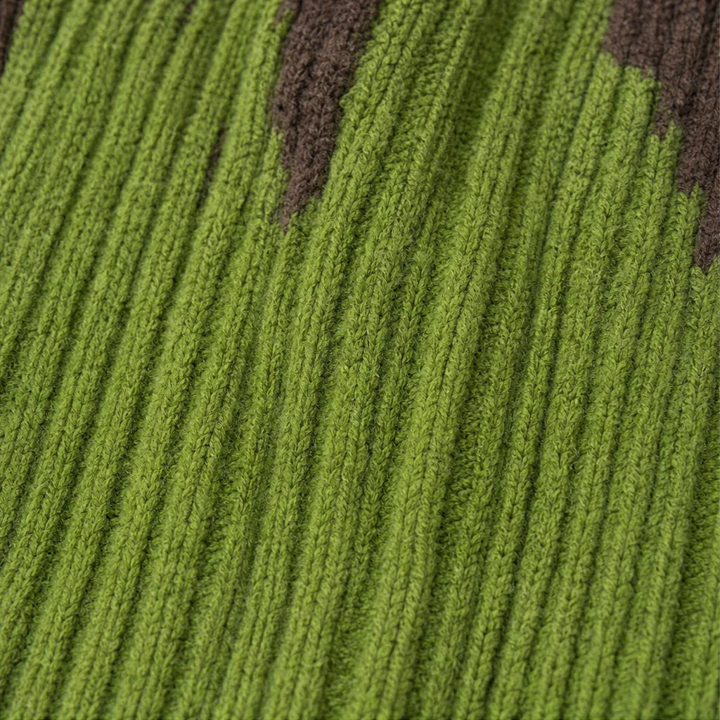 Verdant Brush Cardigan – Gradient Brushstroke Ribbed Knit Cardigan