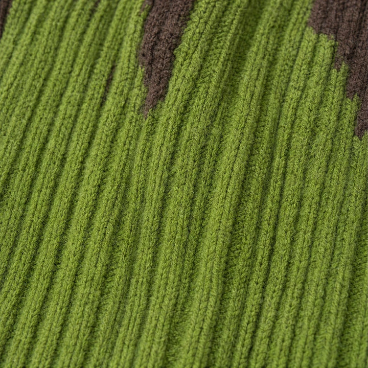 Verdant Brush Cardigan – Gradient Brushstroke Ribbed Knit Cardigan