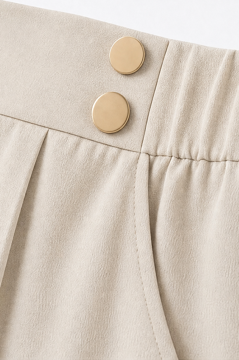 Wearbella – Metallic-Button Wide-Leg High-Waist Trousers