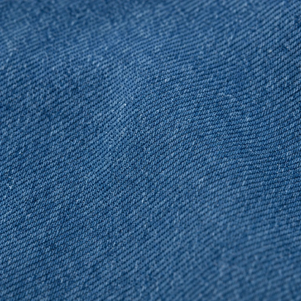 Angled Denim – Asymmetric Button Stand-Collar Denim-Look Jacket