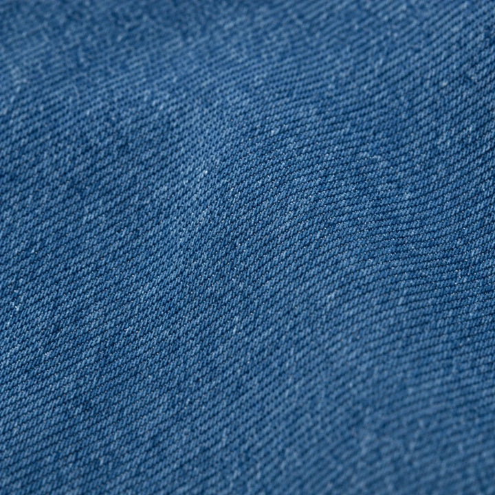 Angled Denim – Asymmetric Button Stand-Collar Denim-Look Jacket
