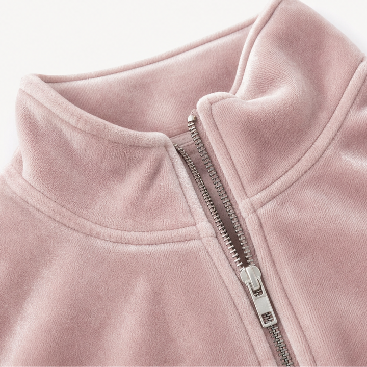Wearbella – Half-Zip Funnel Neck Velour Pullover