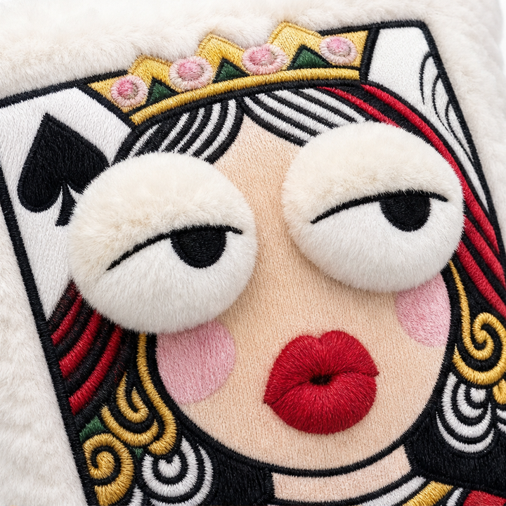 Velvina – Queen Of Spades Faux-Fur Statement Throw Pillow