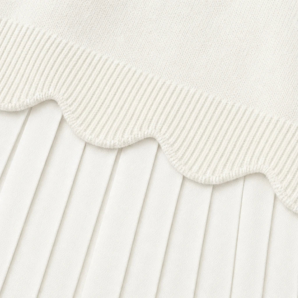 Wearbella – Scallop-Hem Sweater And Pleated Skirt Set
