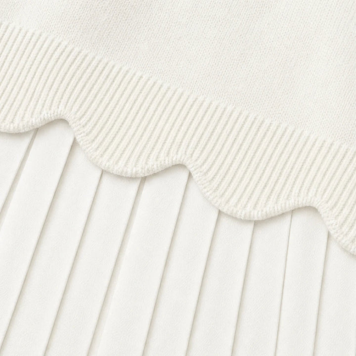 Wearbella – Scallop-Hem Sweater And Pleated Skirt Set