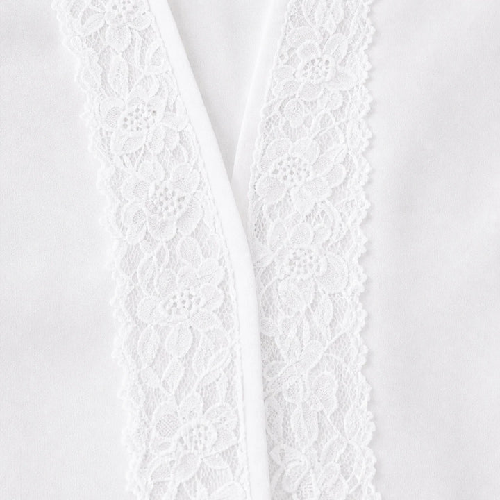 Lacevera – Lace-Trimmed V-Neck Chiffon Blouse