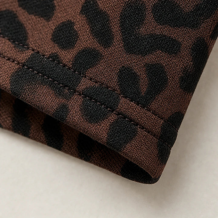 Vespera – Leopard Print Sheer V-Neck Top