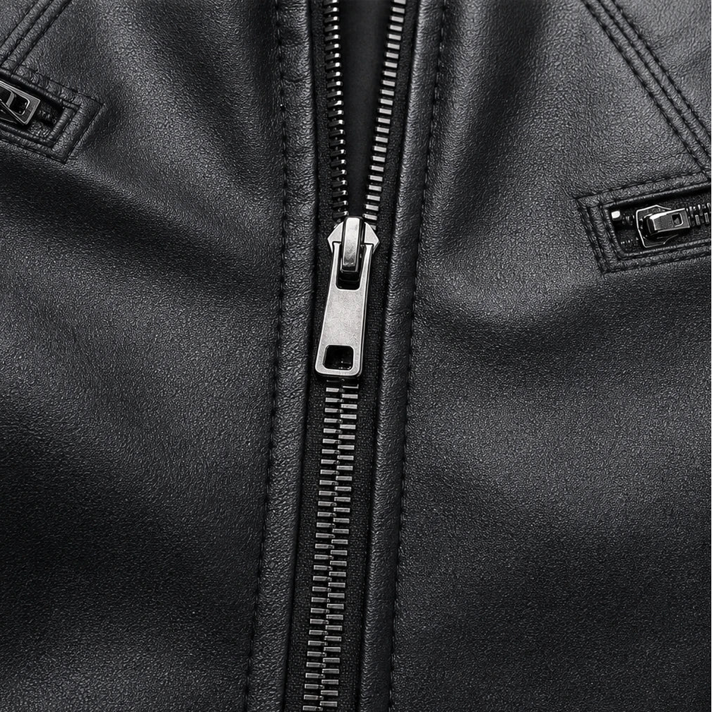 Velora – Cropped Faux-Leather Biker Jacket