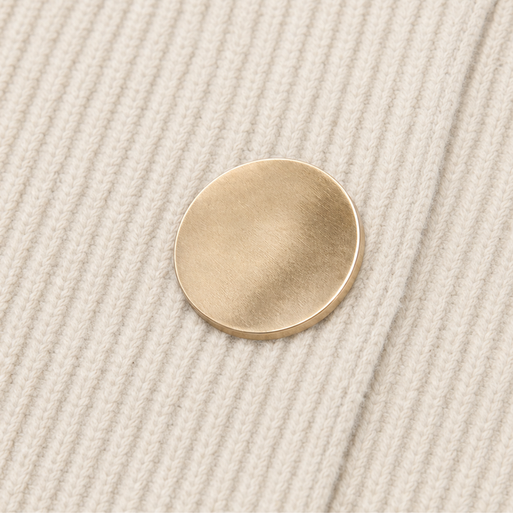 Vivelyn – Gold Button Ribbed Lantern Sleeve Maxi Dress