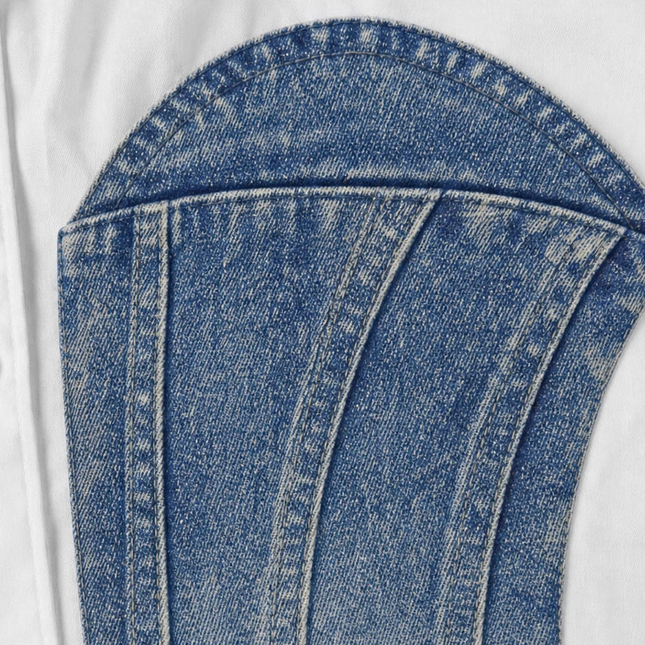 Studded Muse – Studded Denim Corset-Look Overlay Shirt
