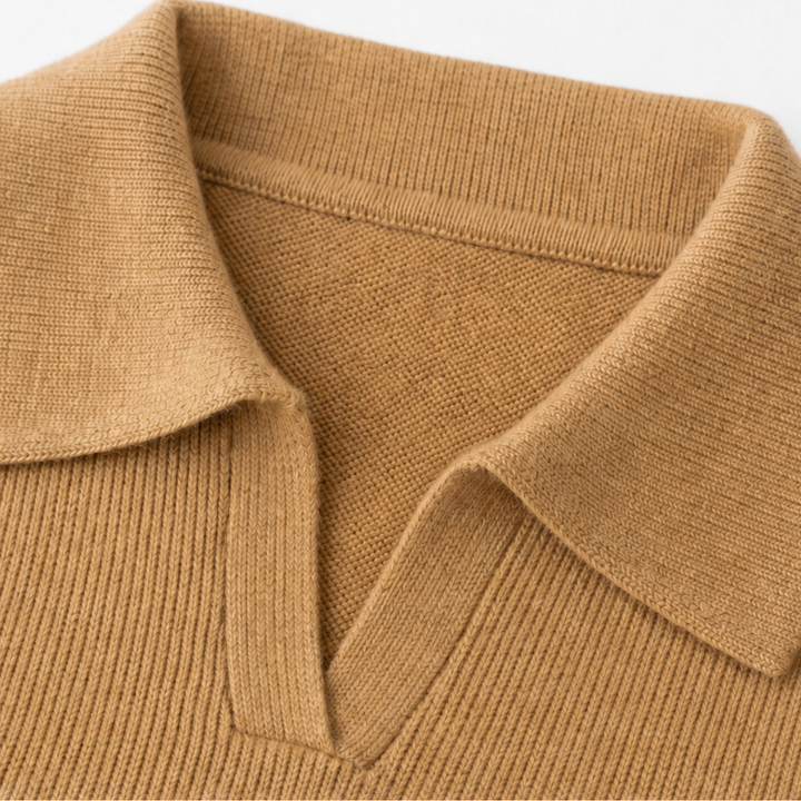 Erminia – Relaxed Polo-Collar Knit Sweater With Side Buttons