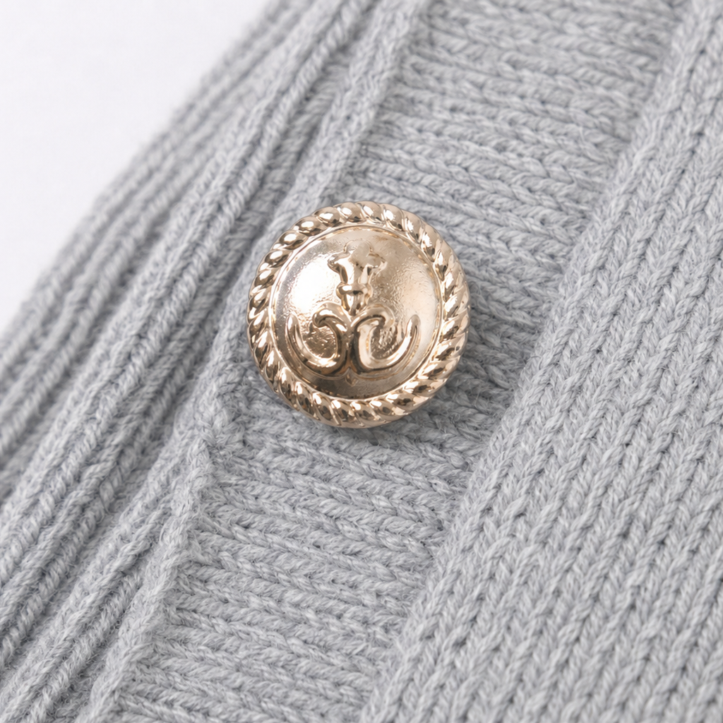Marlowe – Oversized Gold Button Mock-Neck Sweater